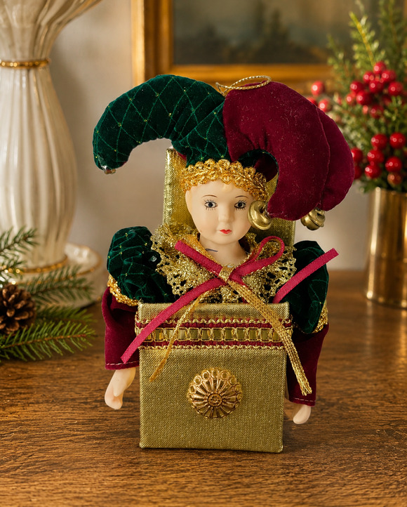Handmade Other - Vintage Jester Ornament in Gold Decorative Box – 6 Tall Handmade Style